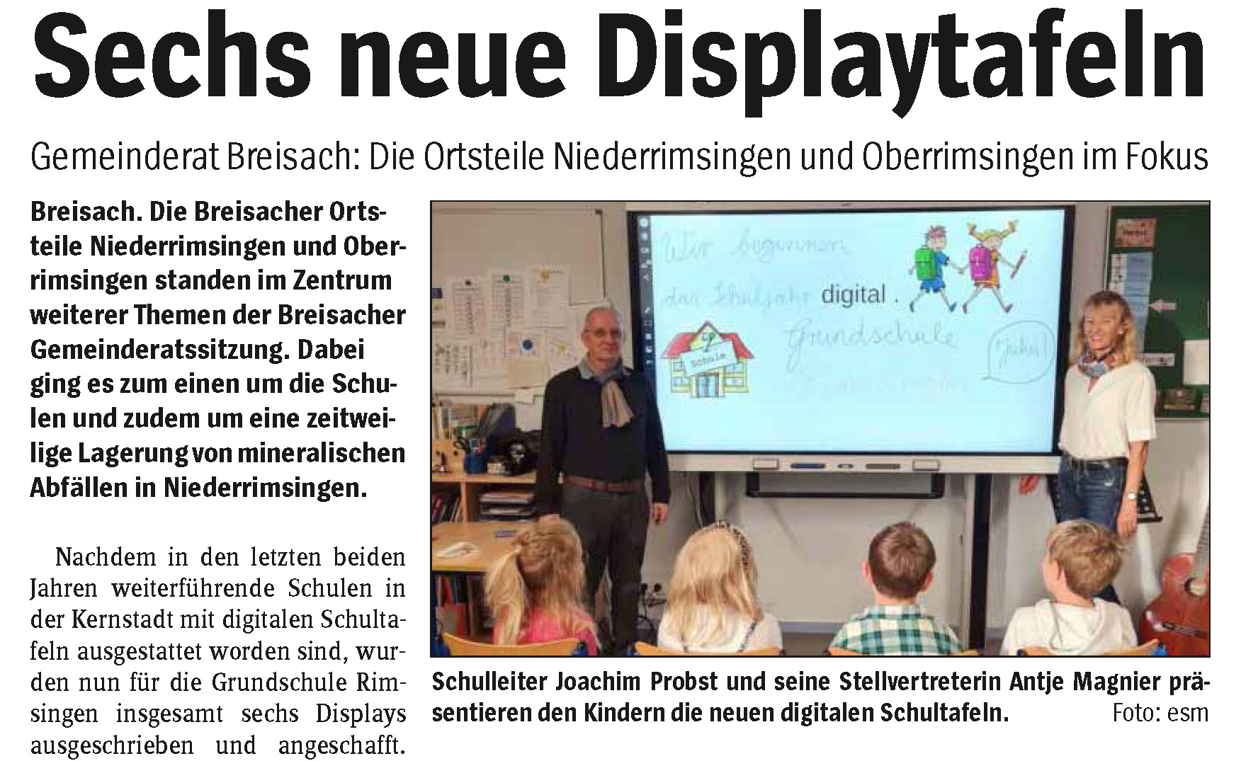 Bild vom Zeitungsartikel in der Zeitung WZO