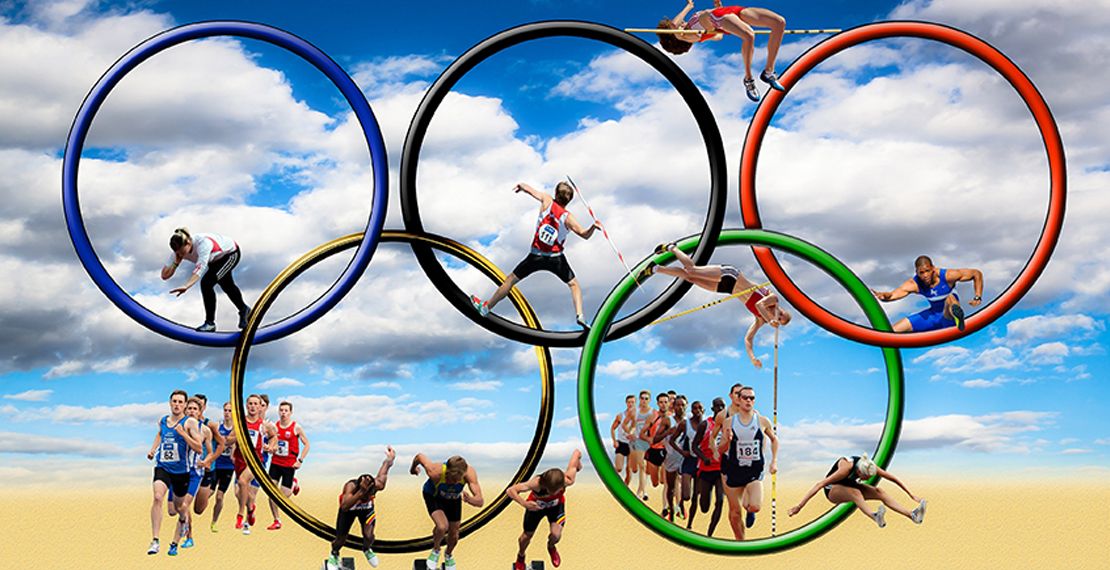 Bild Olympiaringe und diverse Sportdisziplinen
